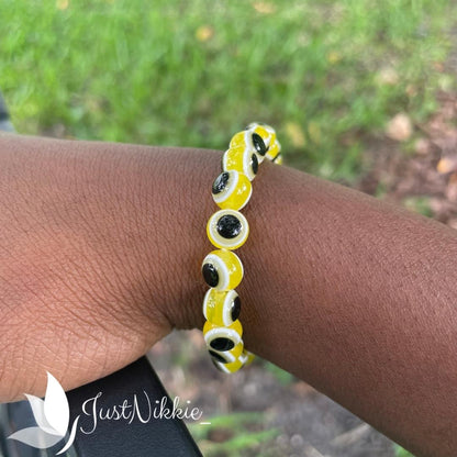 Evil Eye Bracelet Collection | 8mm Round Beaded Protective Bracelets in Various Colors