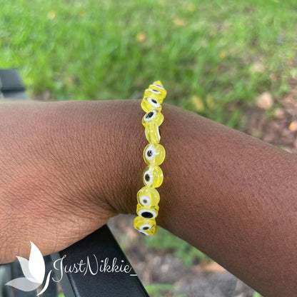Evil Eye Bracelet Collection | Flat 8mm Beaded Protective Bracelet in Various Colors