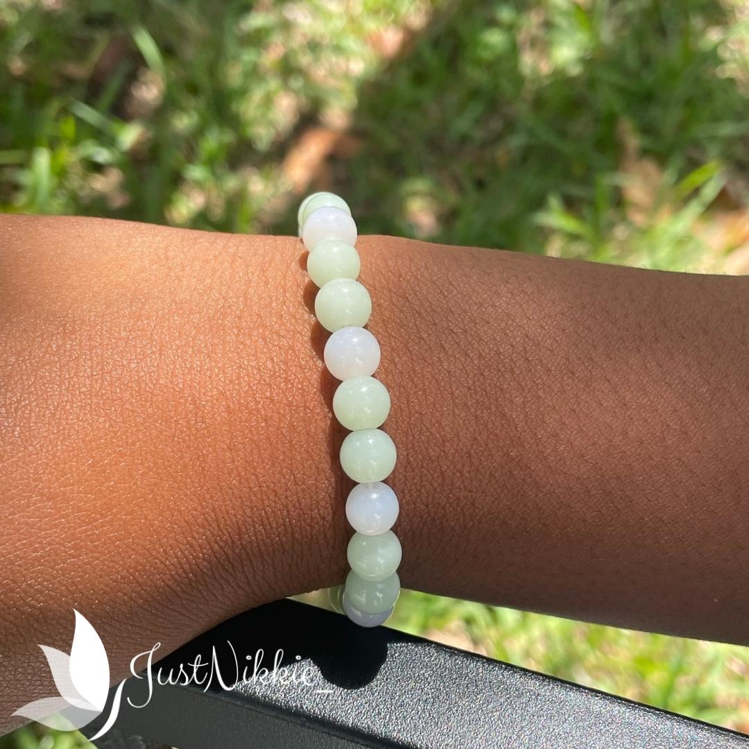 Mint Swirl Bracelet | Green and White Beaded Bracelet Jewelry