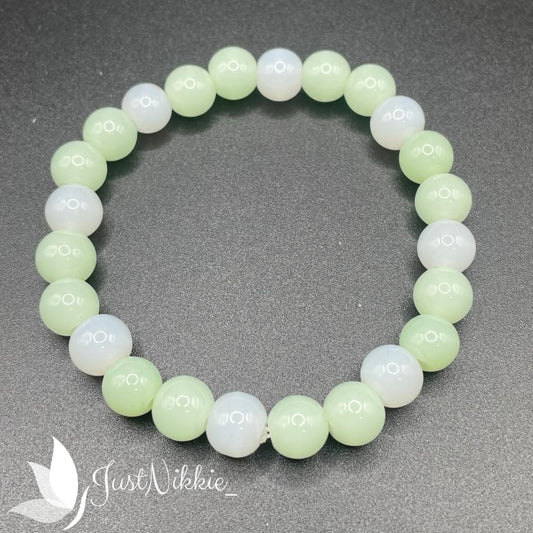 Mint Swirl Bracelet | Green and White Beaded Bracelet Jewelry