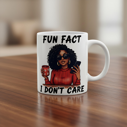 Fun Fact I Don’t Care Holiday Mug – Sassy Winter Vibes