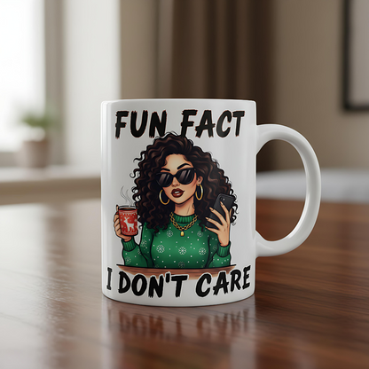 Fun Fact I Don’t Care Holiday Mug – Sassy Winter Vibes