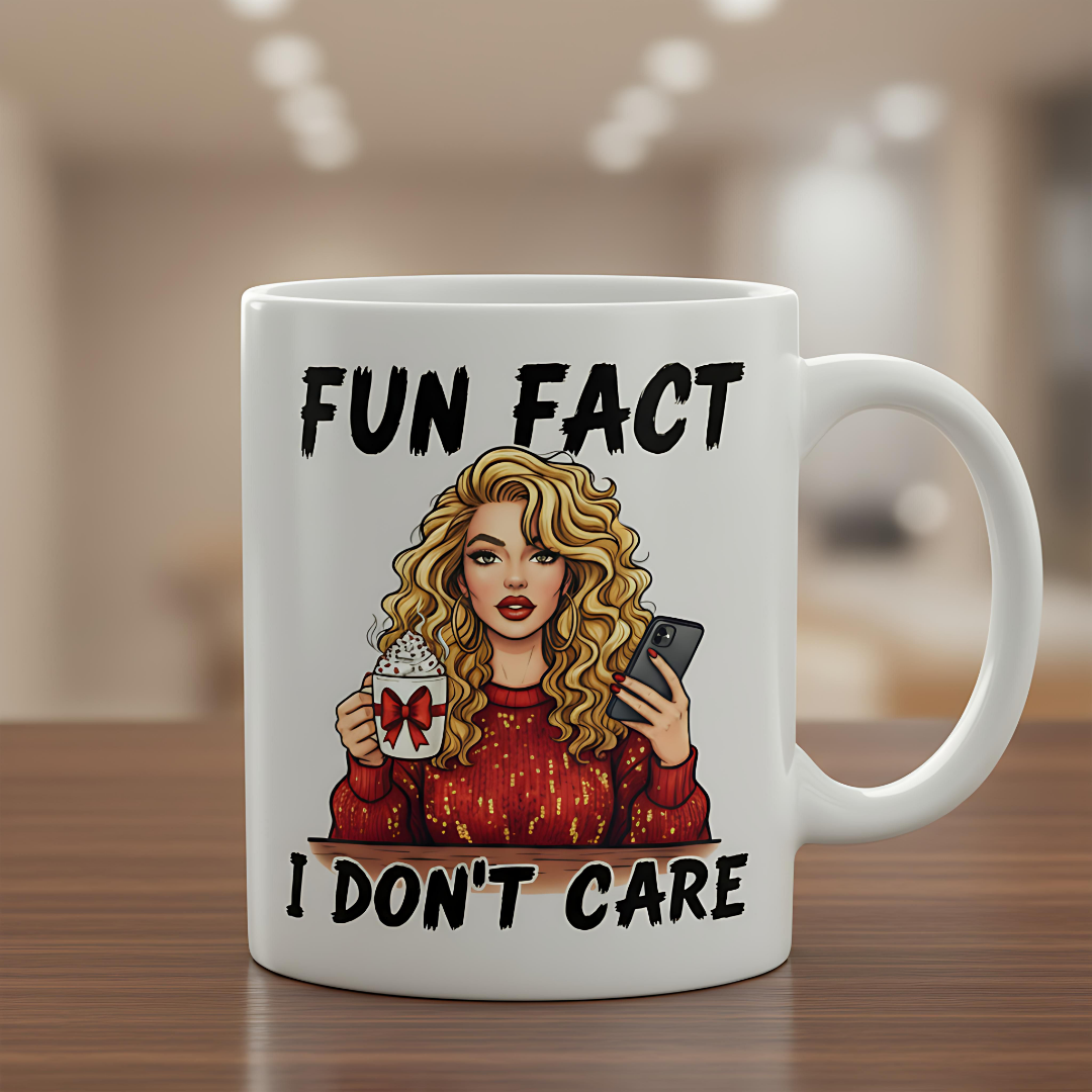 Fun Fact I Don’t Care Holiday Mug – Sassy Winter Vibes