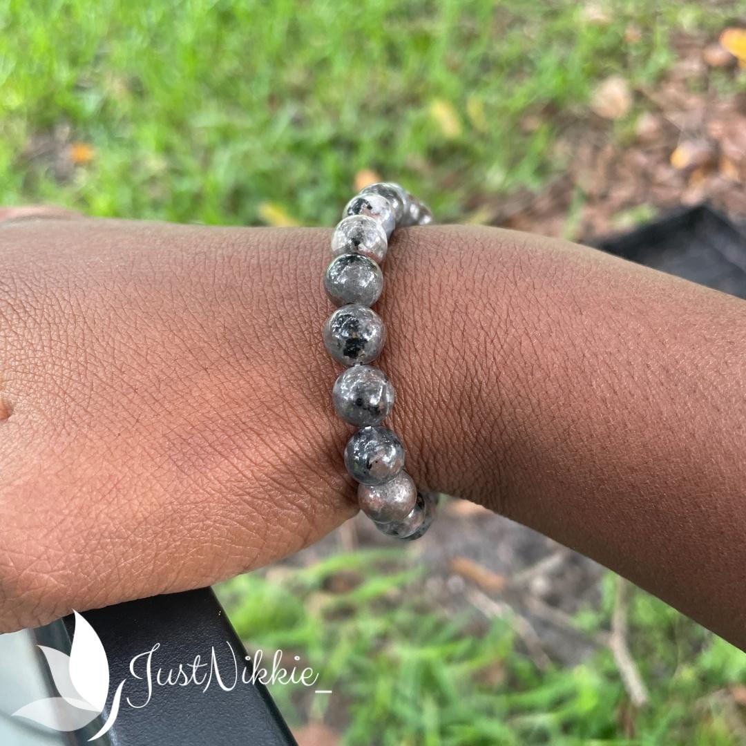 Moonstone Glow Bracelet | Black and Gray Labradorite Beaded Bracelet with UV Reactive Glow