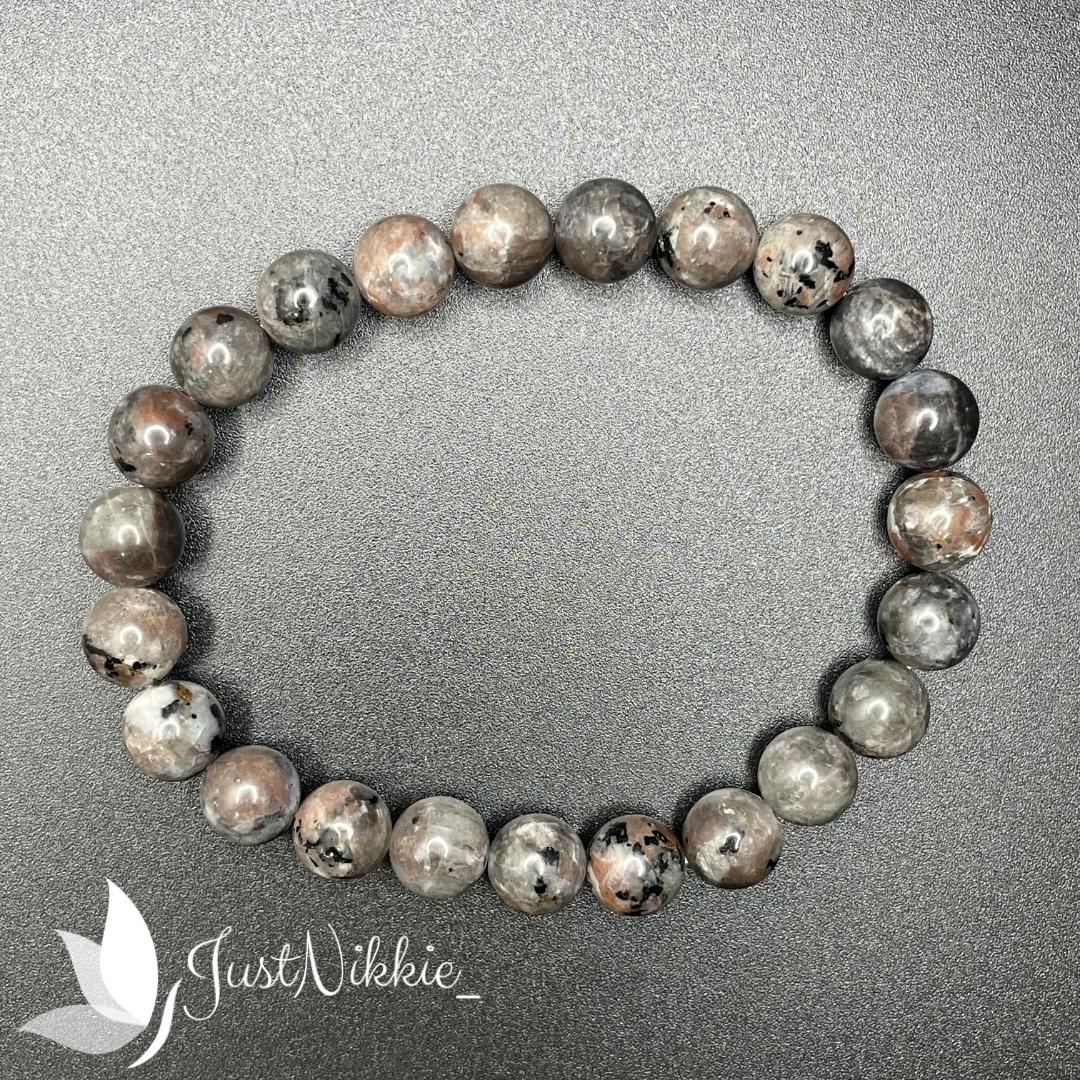 Moonstone Glow Bracelet | Black and Gray Labradorite Beaded Bracelet with UV Reactive Glow