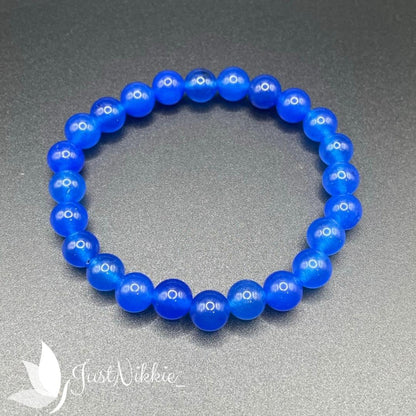 Oceanic Charm - Blue Jelly Glass Bead Bracelet