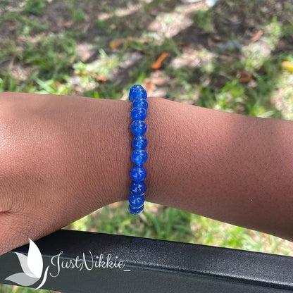 Oceanic Charm - Blue Jelly Glass Bead Bracelet