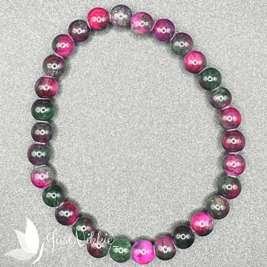 Persian Jade Bracelet | Natural Pink and Green Tourmaline Jade Beaded Bracelet