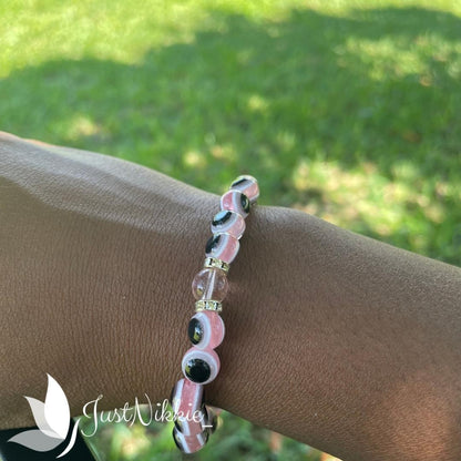 Evil Eye Bracelet Collection | 8mm Round Beaded Protective Bracelets in Various Colors