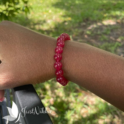 Red Ruby Candy Bracelet | Jelly Glass Beaded Bracelet
