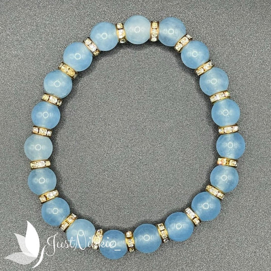 Royalty Bracelet | Aquamarine Crystal Gemstone Beaded Bracelet