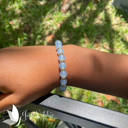 Royalty Bracelet | Aquamarine Crystal Gemstone Beaded Bracelet