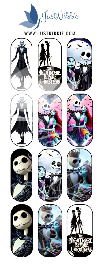 Nightmare Before Christmas Nail Water Decals – Gothic and Festive Nail Art Inspired by Tim Burton