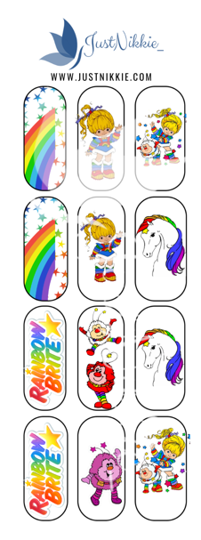 Rainbow Brite Nail Water Decals – Vibrant and Nostalgic Nail Art