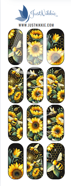 Bee & Sunflower Nail Water Decals – Nature-Inspired Spring Nail Art