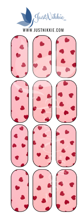 Red Hearts Valentine Nail Water Decal