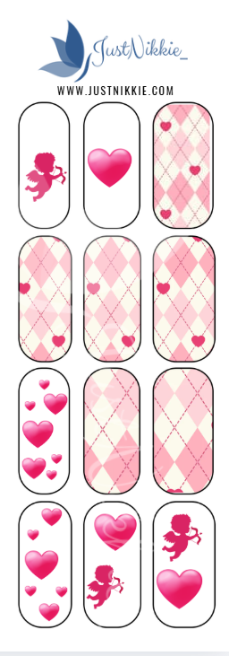 Pink Argyle & Cupid Valentine Nail Decals
