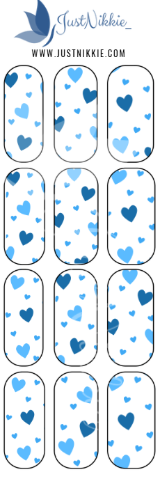Blue Hearts Valentine's Day Nail Water Decal Set