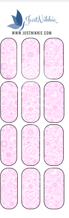 Pink Doodle Hearts Water Decal