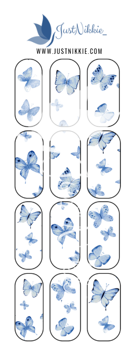 Blue Butterfly Nail Water Decals