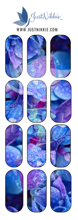 Blue Hydrangea Inspired Floral Nail Water Decals