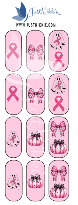 Pink Ribbon Nail Water Decals