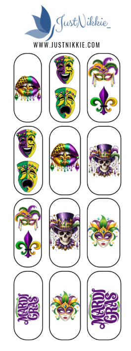 Mardi Gras Nail Water Decals