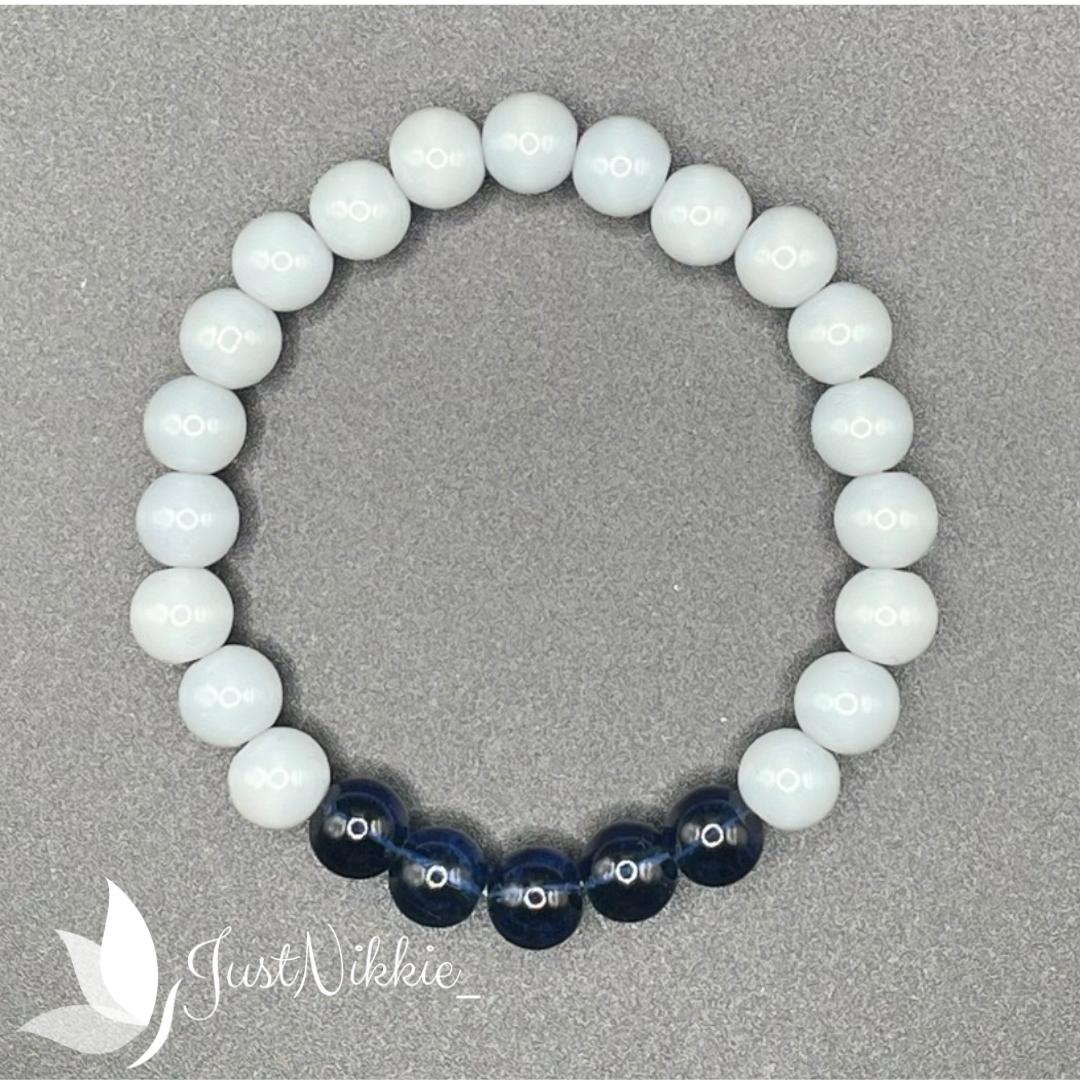 Starry Nights Bracelet | Deep Blue Beads with White and Gray Accents