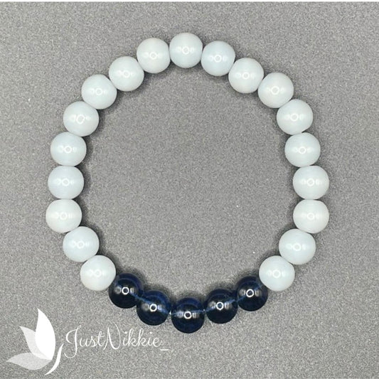 Starry Nights Bracelet | Deep Blue Beads with White and Gray Accents