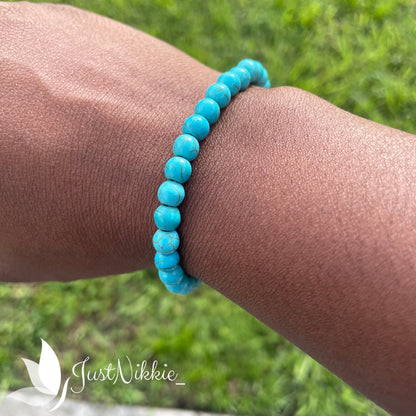 Teal Serenade Bracelet | Turquoise Beaded Stretch Bracelet