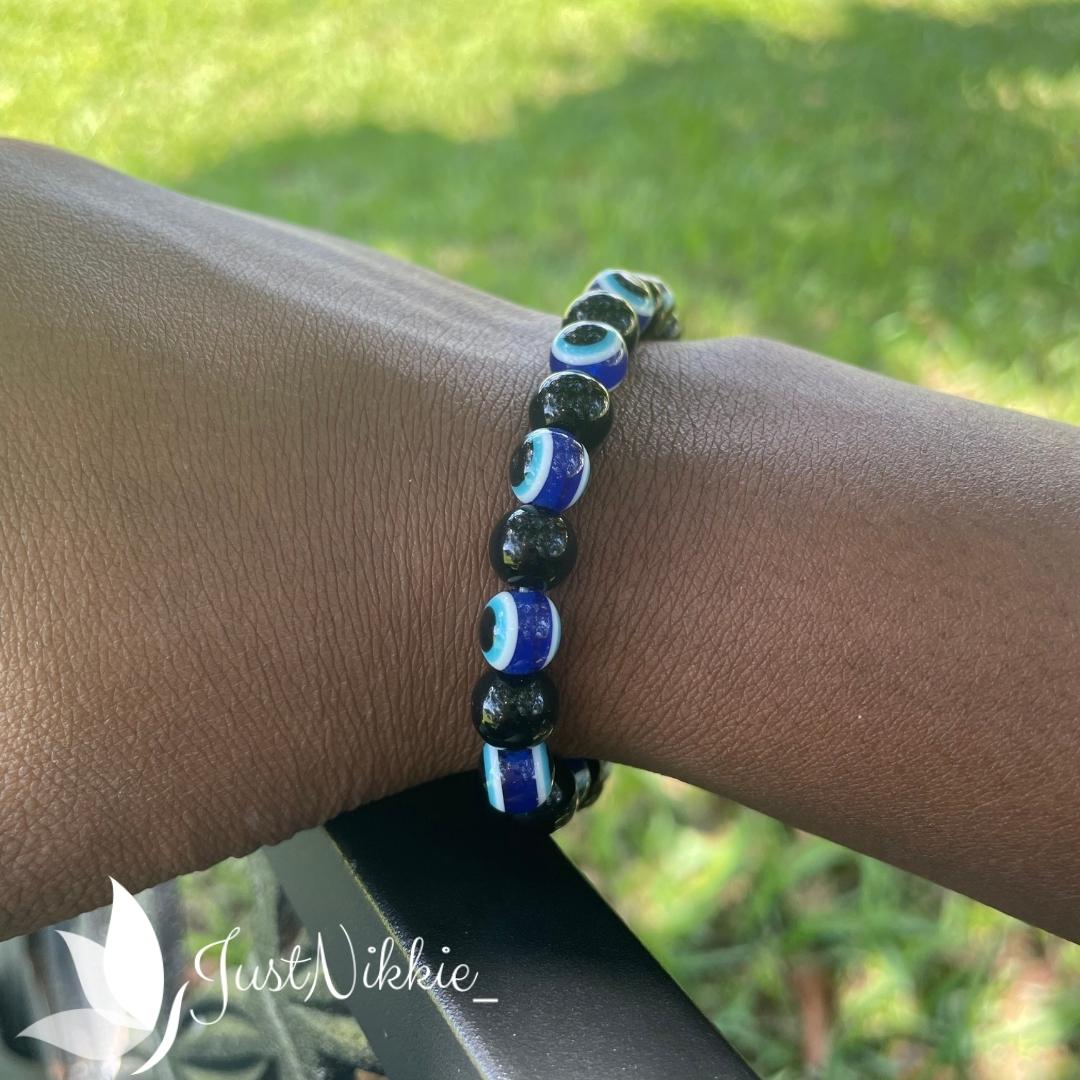 Evil Eye Bracelet Collection | 8mm Round Beaded Protective Bracelets in Various Colors