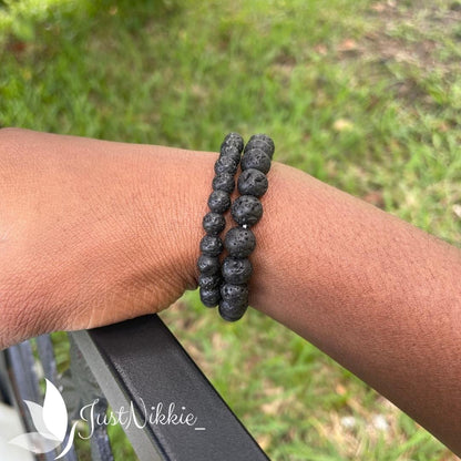 Grounded Strength Bracelet | Black Lava Stone Beaded Bracelet