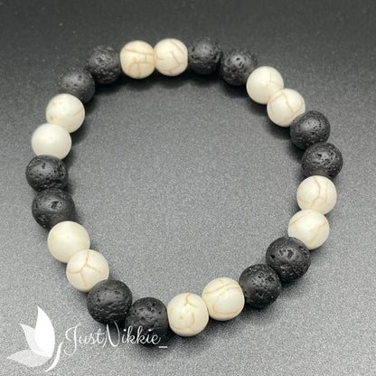 White Volcanic Bracelet | Lava Stone and White Howlite Beaded Bracelet