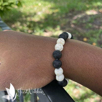 White Volcanic Bracelet | Lava Stone and White Howlite Beaded Bracelet