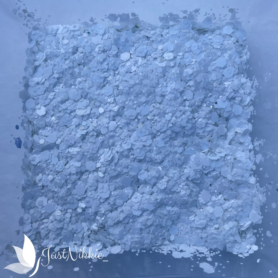 White Whisper Metallic Chunky Glitter Mix – Pure White Glitter