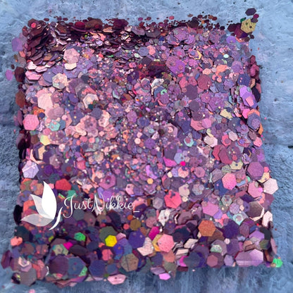 Ball Drop Light Pink and Bronze Holographic Chunky Glitter
