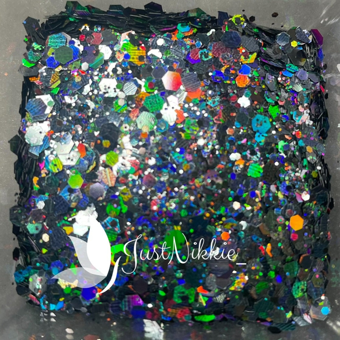 Dark Rudolph Holographic Black Chunky Glitter