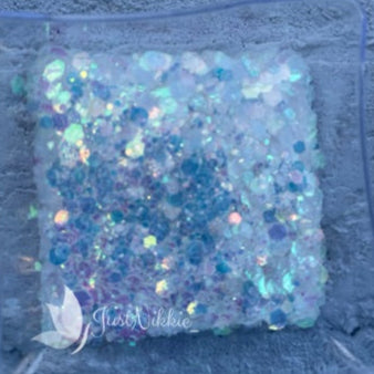 White Christmas Iridescent Glitter – Ethereal White with Blue and Pink Hues