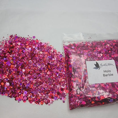 Holo Barbie Vibrant Pink Glitter with Subtle Pink Shift – Eco-Friendly Sparkle