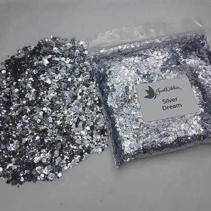 Silver Dream Metallic Chunky Glitter - Sliver Metallic Glitter Mix