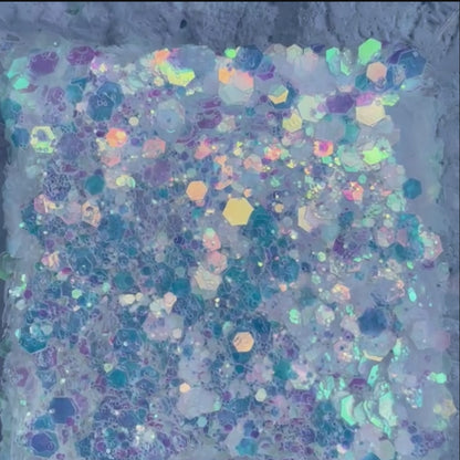 White Christmas Iridescent Glitter – Ethereal White with Blue and Pink Hues