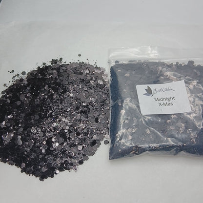 Midnight Christmas Black Metallic Glitter – Elegant Year-Round Sparkle