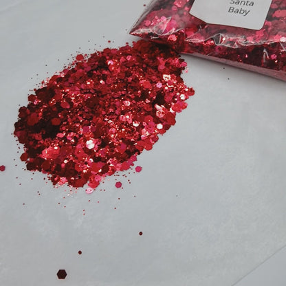 Santa Baby Metallic Red Chunky Glitter – Bold and Vibrant Craft Glitter