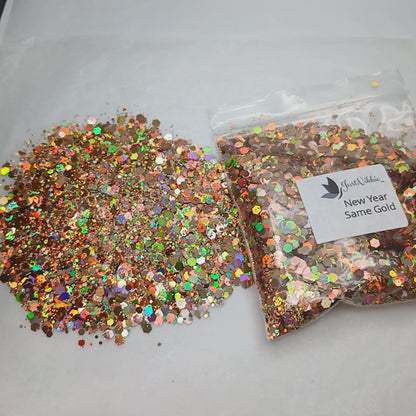 New Year Same Gold Holographic Glitter – Radiant Light Gold Chunky Glitter