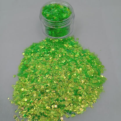 Electric Lime Iridescent Glitter – Vibrant Neon Green Sparkle