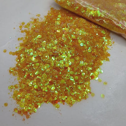Crushed Curry Iridescent Chunky Glitter - Yellow Iridescent Chunk Glitter