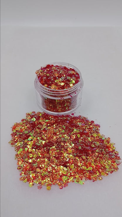 Phoenix Fire Iridescent Glitter – Chunky Red & Gold Mix